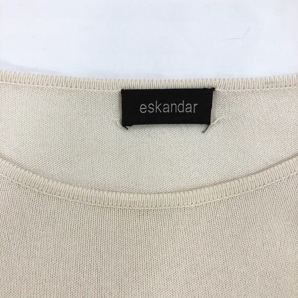 Eskandar Lagenlook A-Line Sweater Bateau Neck Raw Edge Oversized Luxury Knit - Picture 5 of 10